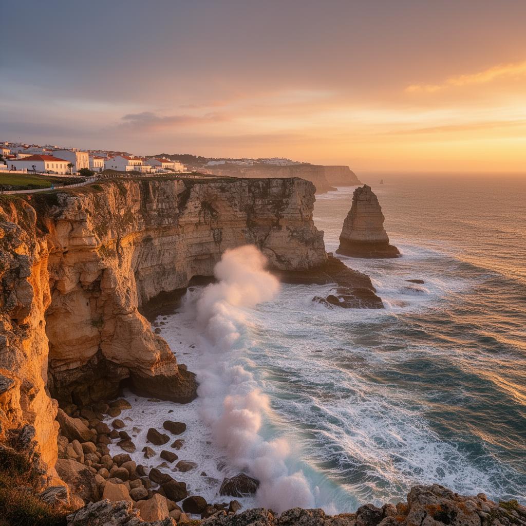 Nazaré cliffs and Atlantic waves